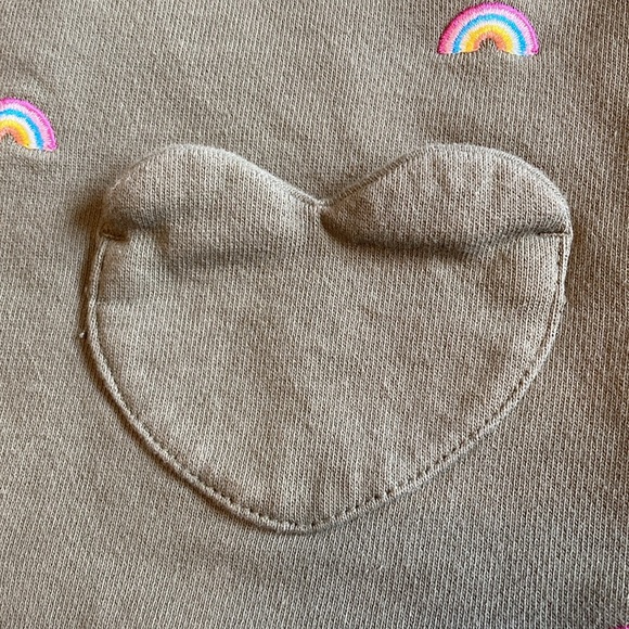 Bonnie Baby Girls Sz 24 Month Green Knit Rainbow Embroidery Heart Pockets Dress - Picture 3 of 7